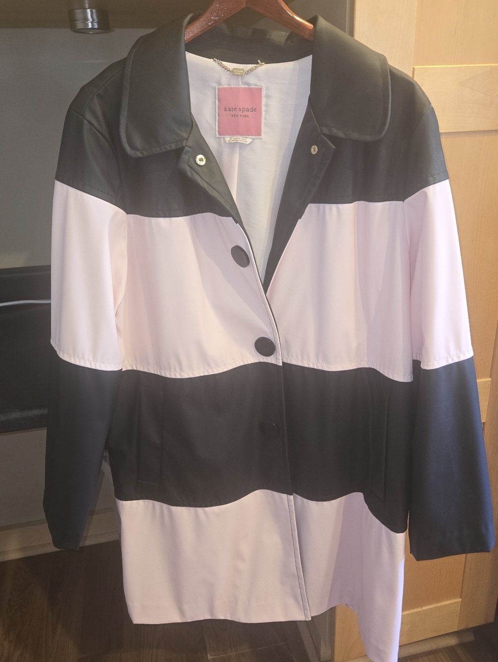 Kate Spade Black and Light Pink Colorblock Coat